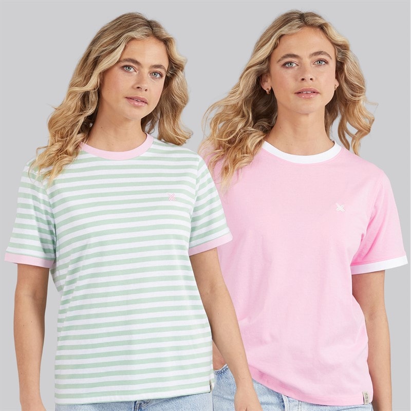 Lagooners Dames Thornwick Set van 2 T-shirts Roze/Mint