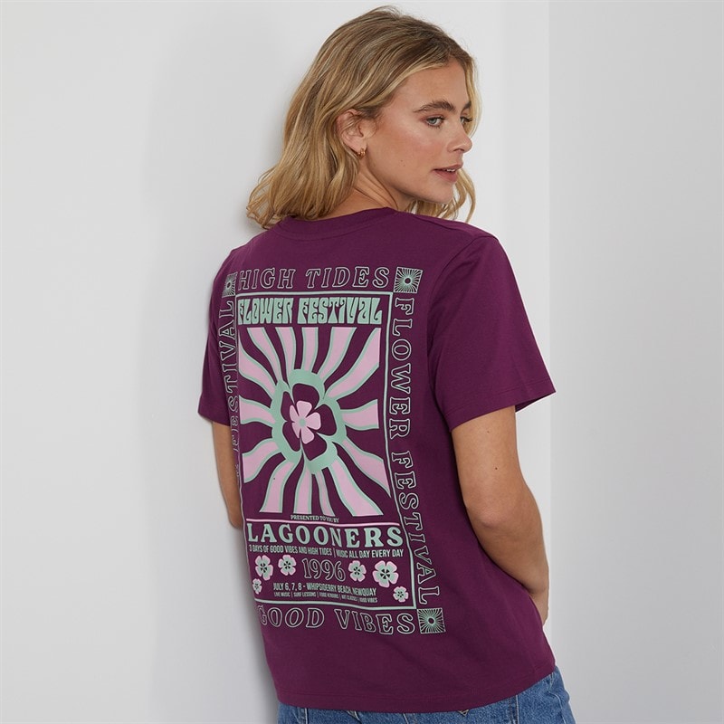 Lagooners Dames Vogels T-shirt Dark Purple