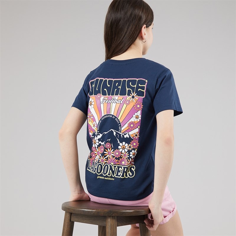 Lagooners Mädchen Blumen T-Shirt Navy