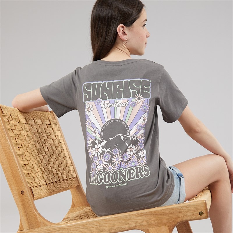 Lagooners Mädchen Blumen T-Shirt Charcoal