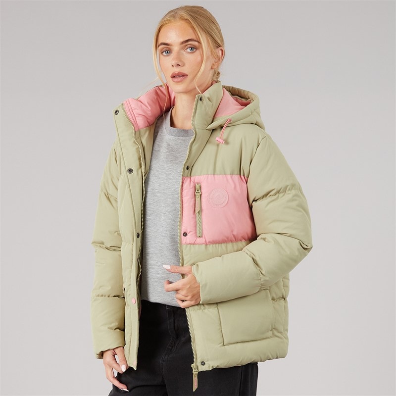 Lagooners Dames Aven Korte Puffer Jas Kaki