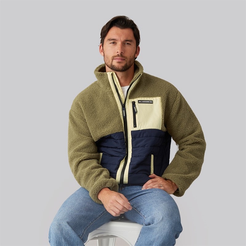 Lagooners Herren Hybrid Jacke Khaki/Mustard