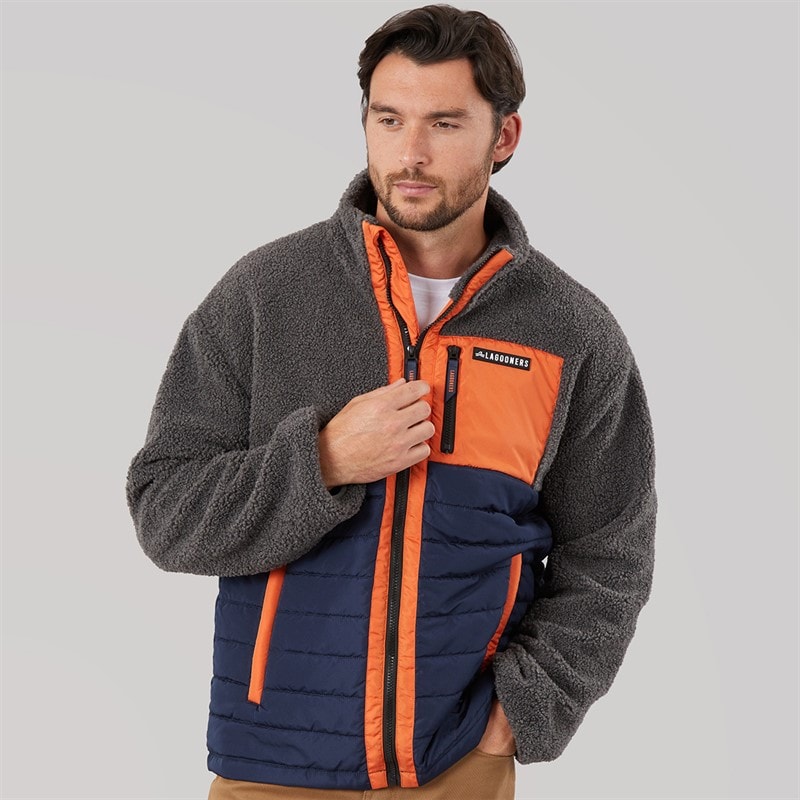 Lagooners Herren Hybrid Jacke Steel Grey/Burnt Orange