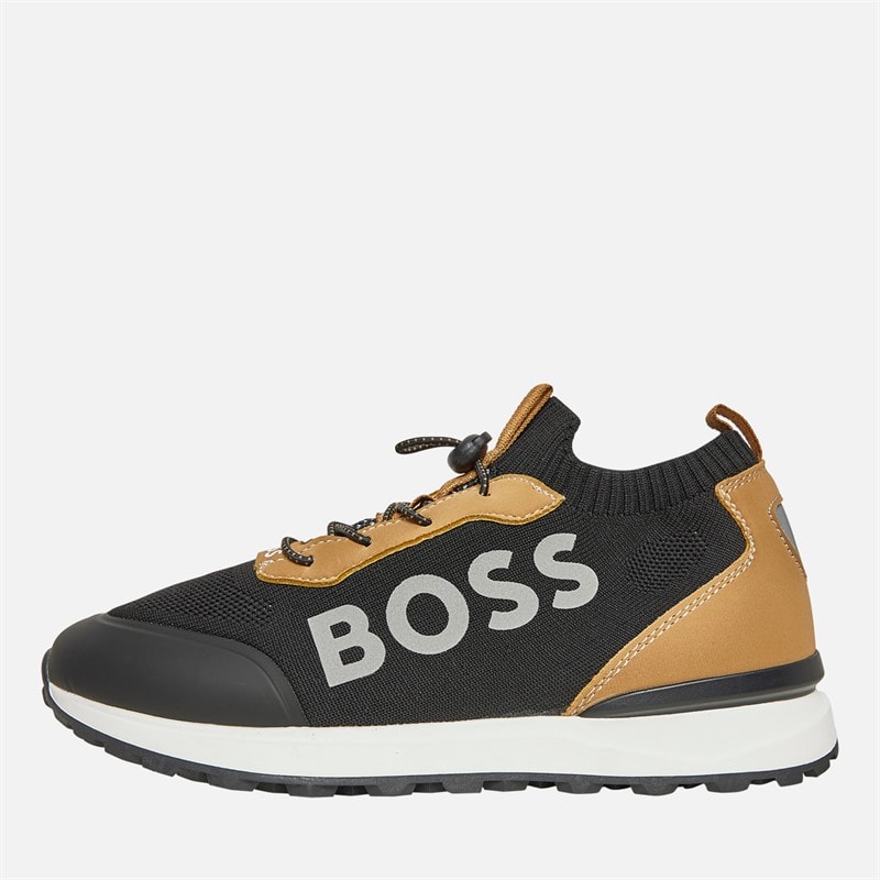 BOSS Junior Jongens gebreide logo sneakers Cookie