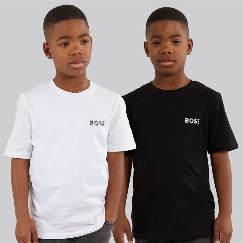 BOSS Jongens Set van 2 T-shirts zwart/wit Black White