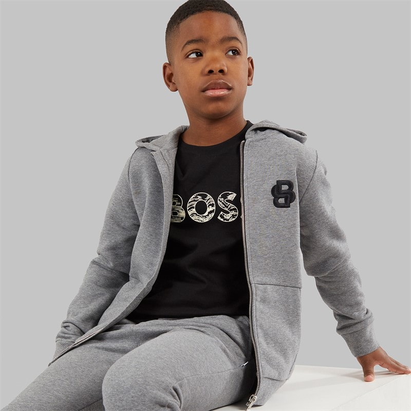 BOSS Jongens rits hoodie Heather Grey
