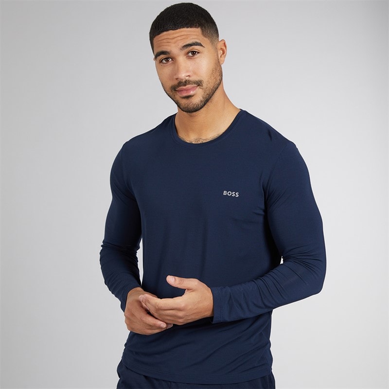 BOSS Heren Lange Mouw Pyjama Top Dark Blue