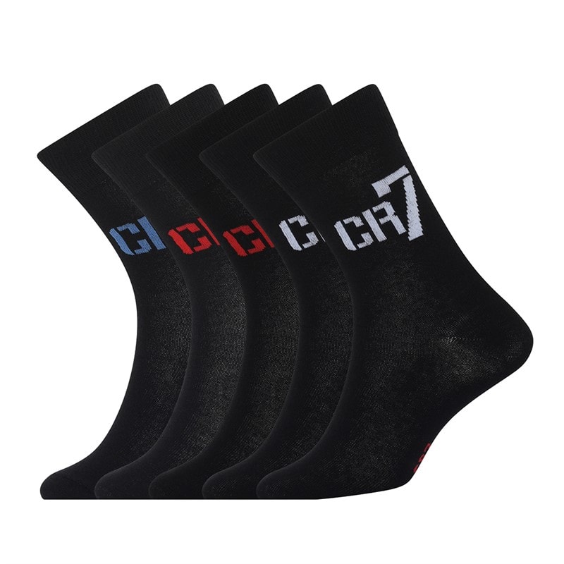 CR7 Cinq paires de chaussettes Enfant Noir