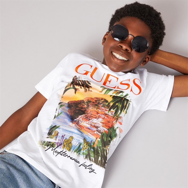 Guess T-shirt Garçon Pure White