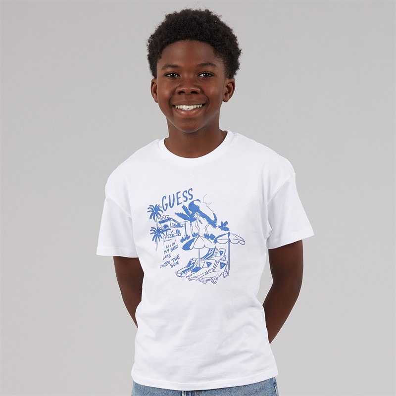 Guess T-shirt Garçon Pure White